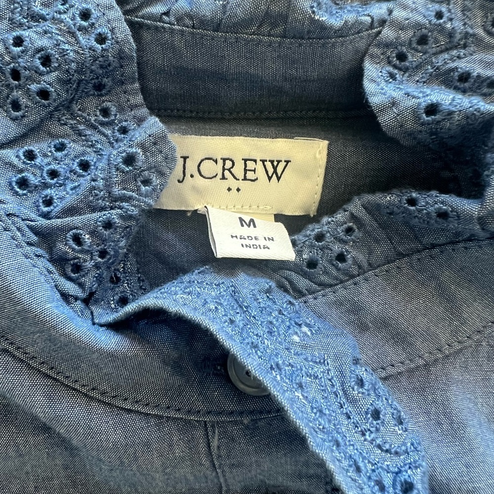 J. Crew Blue Ruffle Button-Down Shirt - Picture 2 of 7